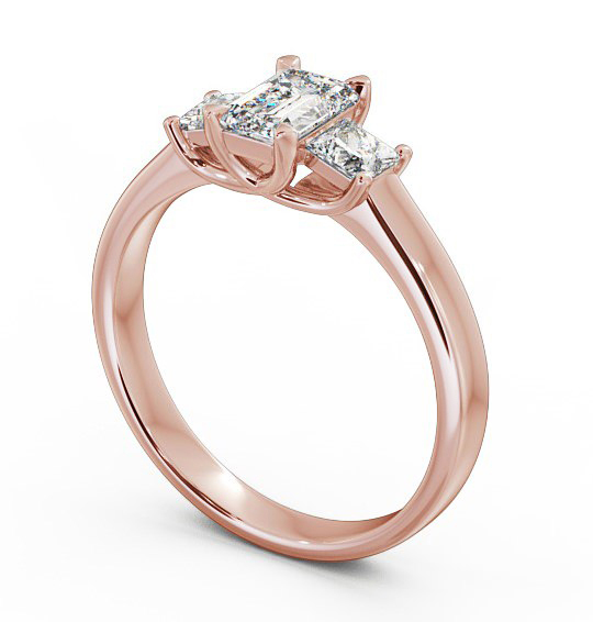 Three Stone Emerald Diamond Ring 9K Rose Gold - Ciana TH32_RG_THUMB1