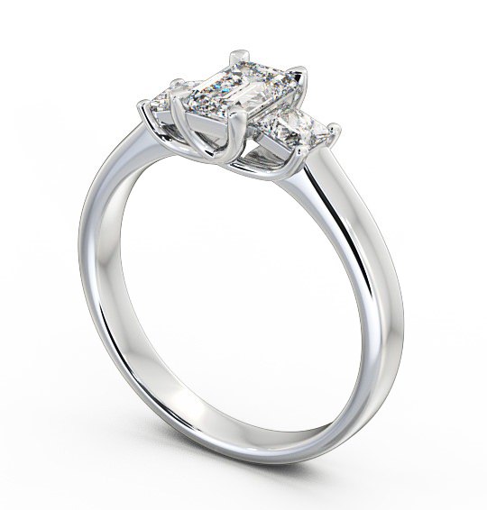 Three Stone Emerald Diamond Ring 9K White Gold - Ciana TH32_WG_THUMB1