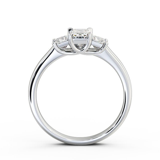 Three Stone Emerald Diamond Ring 18K White Gold - Ciana TH32_WG_UP
