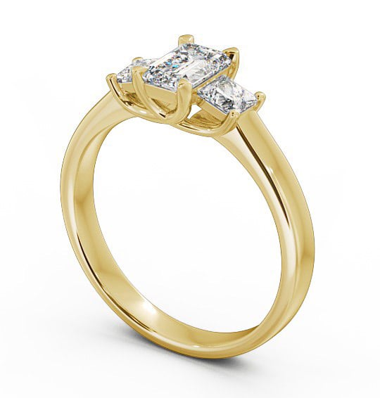 Three Stone Emerald Diamond Ring 18K Yellow Gold - Ciana TH32_YG_THUMB1