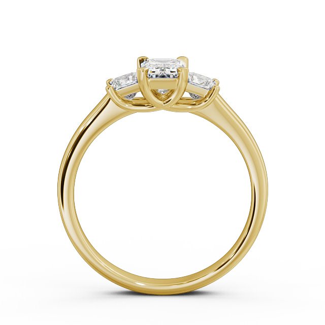 Three Stone Emerald Diamond Ring 18K Yellow Gold - Ciana TH32_YG_UP