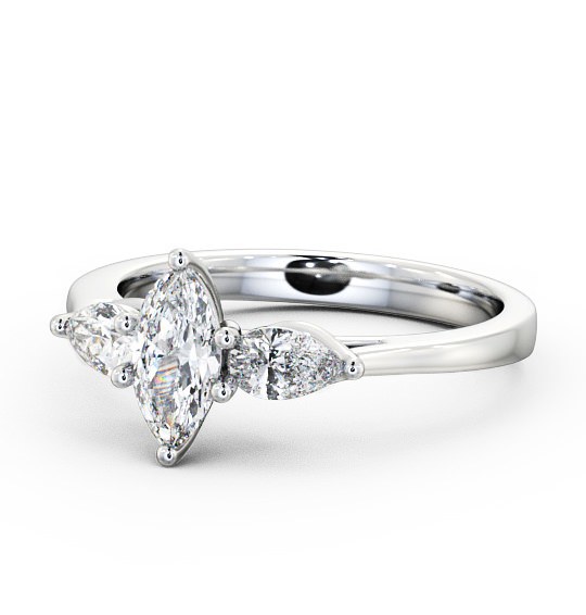  Three Stone Marquise Diamond Ring 9K White Gold - Emily TH33_WG_THUMB2 