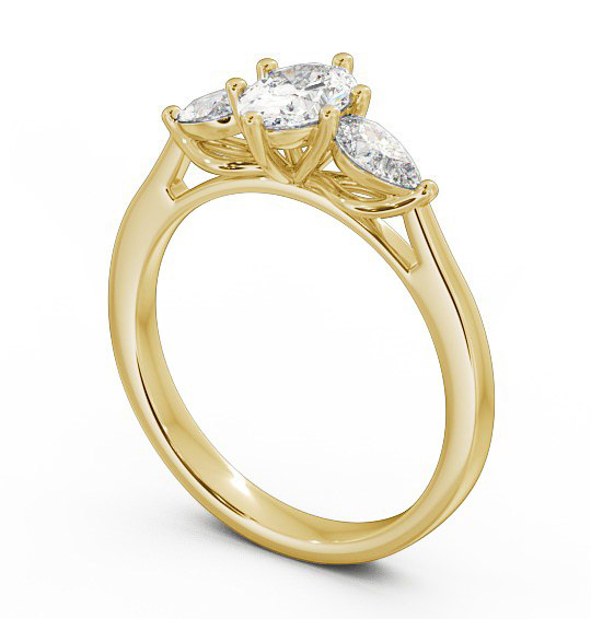 Three Stone Oval Diamond Ring 18K Yellow Gold - Geneva TH34_YG_THUMB1