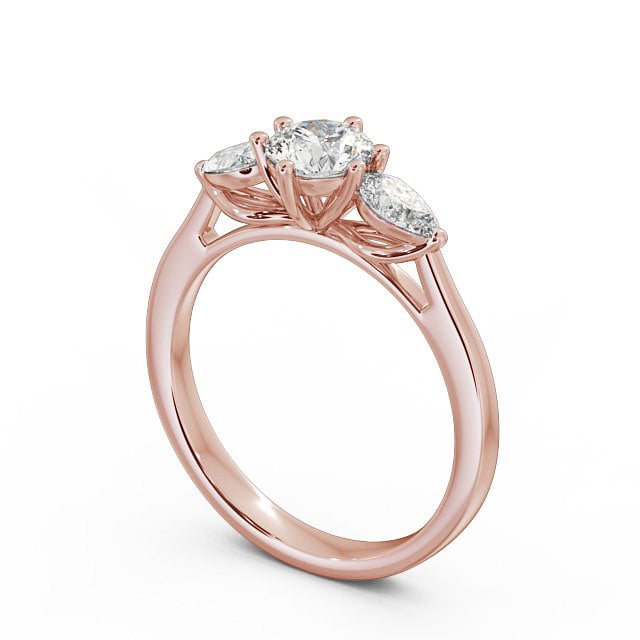 Three Stone Round Diamond Ring 9K Rose Gold - Juliet TH35_RG_SIDE