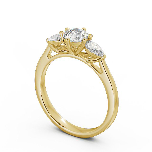 Three Stone Round Diamond Ring 18K Yellow Gold - Juliet TH35_YG_SIDE