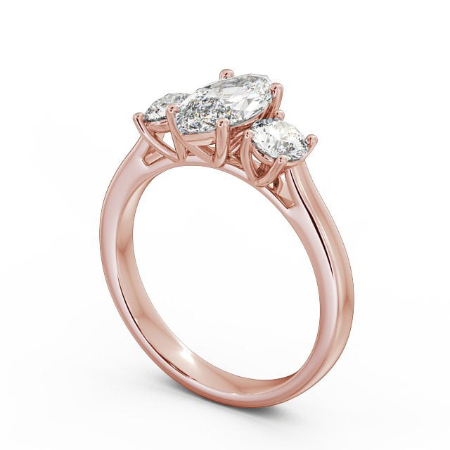 Three Stone Marquise Diamond Ring 9K Rose Gold - Cherine TH36_RG_SIDE