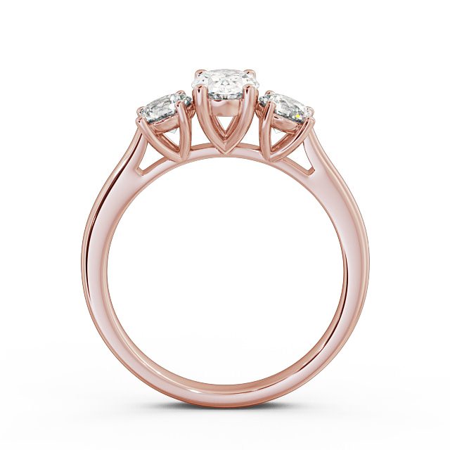 Three Stone Oval Diamond Ring 9K Rose Gold - Aurelia TH37_RG_UP