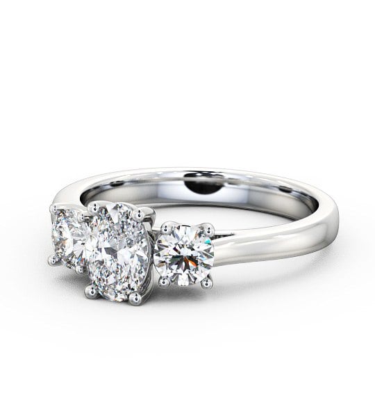  Three Stone Oval Diamond Ring 18K White Gold - Aurelia TH37_WG_THUMB2 
