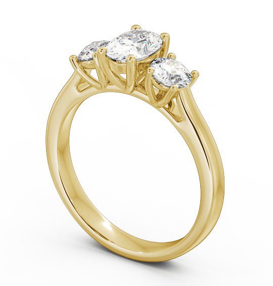 Three Stone Oval Diamond Ring 9K Yellow Gold - Aurelia TH37_YG_THUMB1