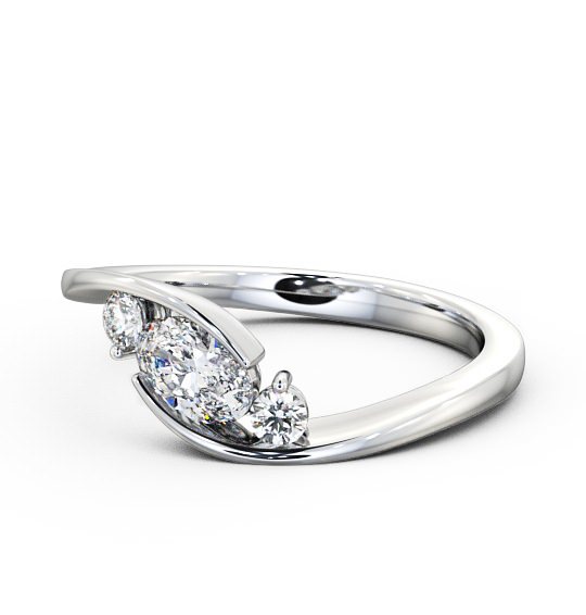  Three Stone Oval Diamond Ring 18K White Gold - Berlise TH38_WG_THUMB2 