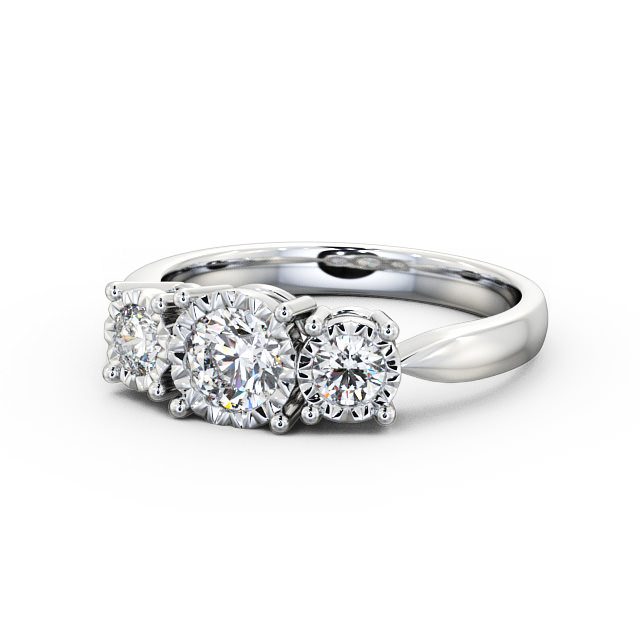 Three Stone Round Diamond Ring 18K White Gold - Ciara TH39_WG_FLAT