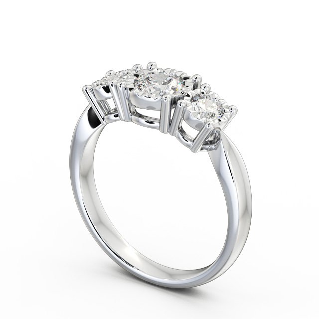 Three Stone Round Diamond Ring 18K White Gold - Ciara TH39_WG_SIDE