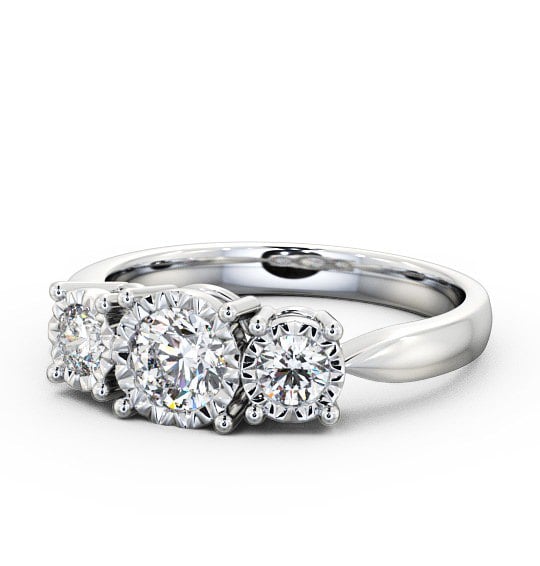  Three Stone Round Diamond Ring 9K White Gold - Ciara TH39_WG_THUMB2 
