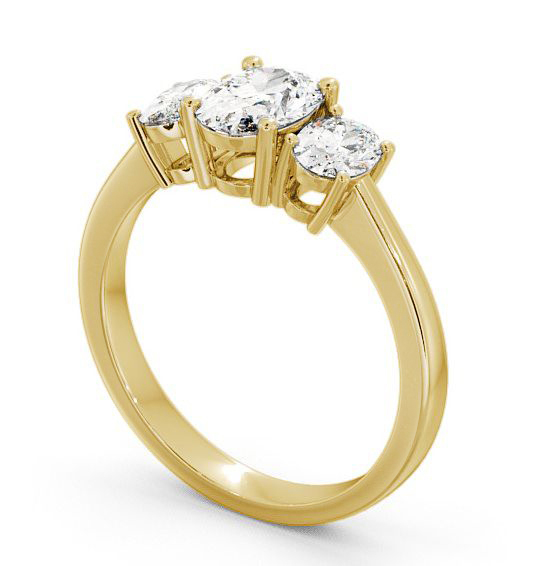 Three Stone Oval Diamond Ring 18K Yellow Gold - Belford TH3_YG_THUMB1