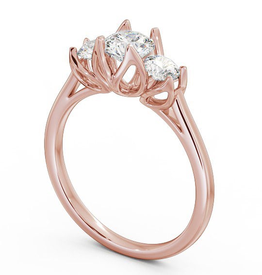  Three Stone Round Diamond Ring 9K Rose Gold - Esther TH40_RG_THUMB1 