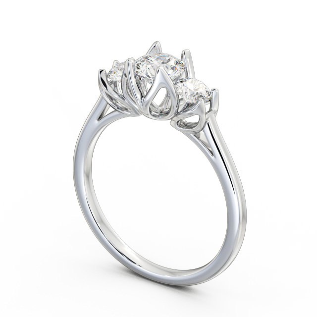 Three Stone Round Diamond Ring 18K White Gold - Esther TH40_WG_SIDE