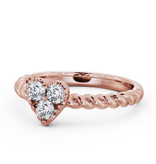  Heart Shaped Three Stone Round Diamond Ring 9K Rose Gold - Havana TH41_RG_THUMB2 