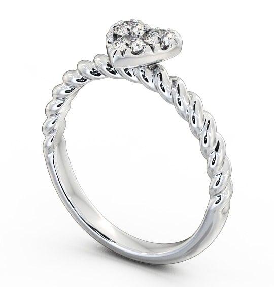 Heart Shaped Three Stone Round Diamond Ring 18K White Gold - Havana TH41_WG_THUMB1