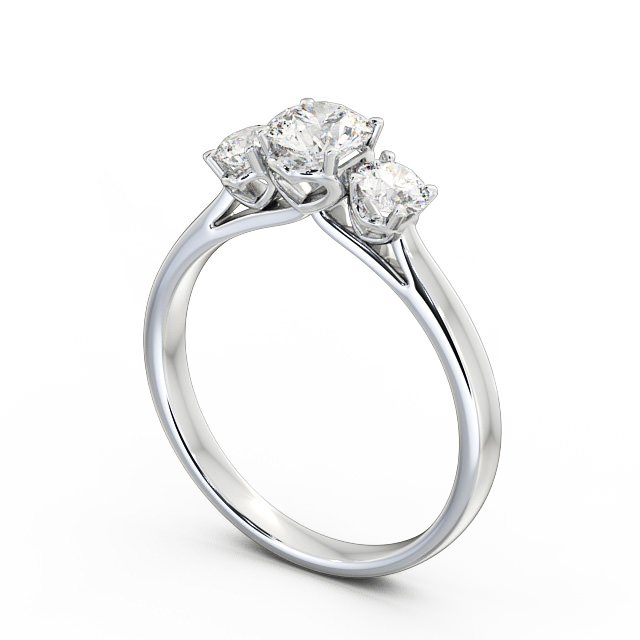 Three Stone Round Diamond Ring Platinum - Lydia TH42_WG_SIDE