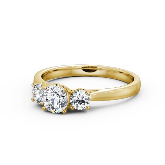 Three Stone Round Diamond Ring 9K Yellow Gold - Lydia TH42_YG_FLAT