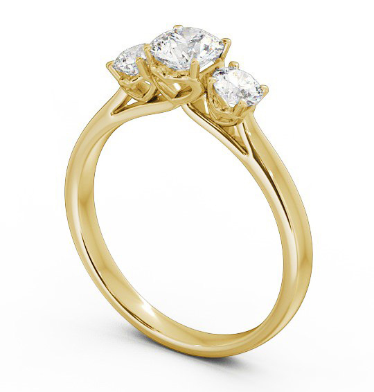Three Stone Round Diamond Ring 9K Yellow Gold - Lydia TH42_YG_THUMB1