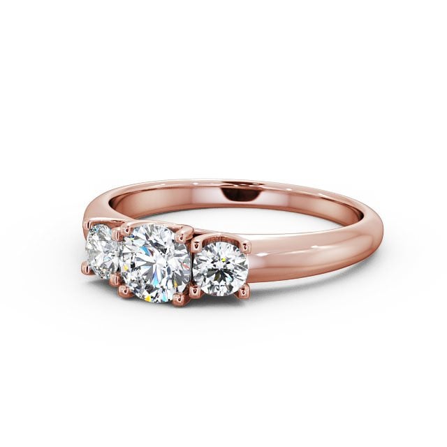 Three Stone Round Diamond Ring 9K Rose Gold - Adele TH43_RG_FLAT