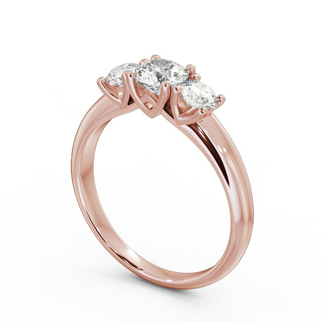 Three Stone Round Diamond Ring 9K Rose Gold - Adele TH43_RG_SIDE