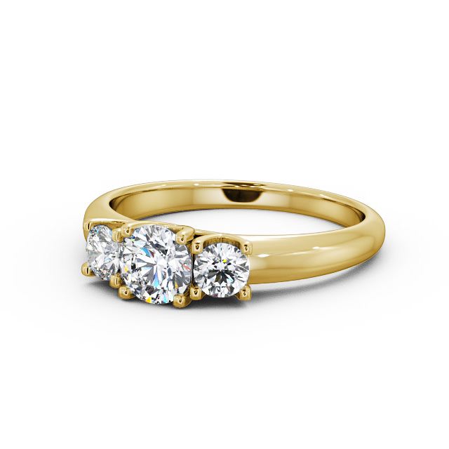 Three Stone Round Diamond Ring 9K Yellow Gold - Adele TH43_YG_FLAT