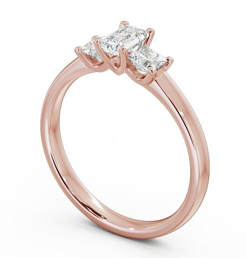  Three Stone Emerald and Princess 0.70ct Diamond Ring 18K Rose Gold - Fabiana TH45_RG_THUMB1 