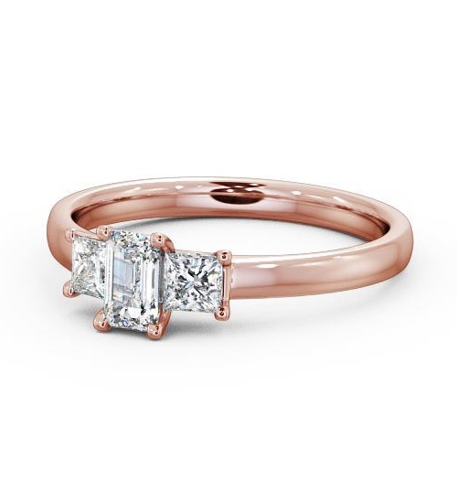  Three Stone Emerald and Princess 0.70ct Diamond Ring 9K Rose Gold - Fabiana TH45_RG_THUMB2 