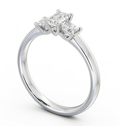  Three Stone Emerald and Princess 0.70ct Diamond Ring 9K White Gold - Fabiana TH45_WG_THUMB1 