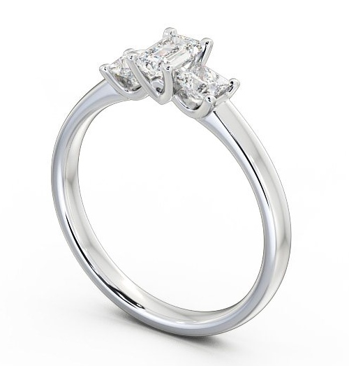 Three Stone Emerald and Princess 0.70ct Diamond Ring Platinum - Fabiana TH45_WG_THUMB1
