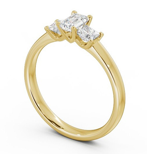 Three Stone Emerald and Princess 0.70ct Diamond Ring 18K Yellow Gold - Fabiana TH45_YG_THUMB1