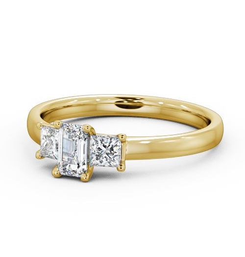  Three Stone Emerald and Princess 0.70ct Diamond Ring 9K Yellow Gold - Fabiana TH45_YG_THUMB2 