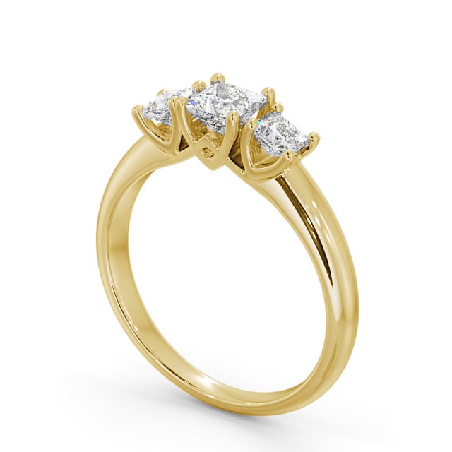 Three Stone Princess Diamond Ring 18K Yellow Gold - Catania TH46_YG_SIDE