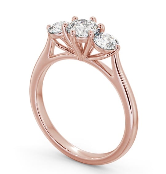 Three Stone Round Diamond Ring 9K Rose Gold - Aberford TH48_RG_THUMB1