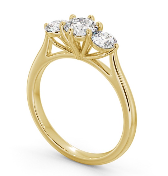 Three Stone Round Diamond Ring 9K Yellow Gold - Aberford TH48_YG_THUMB1