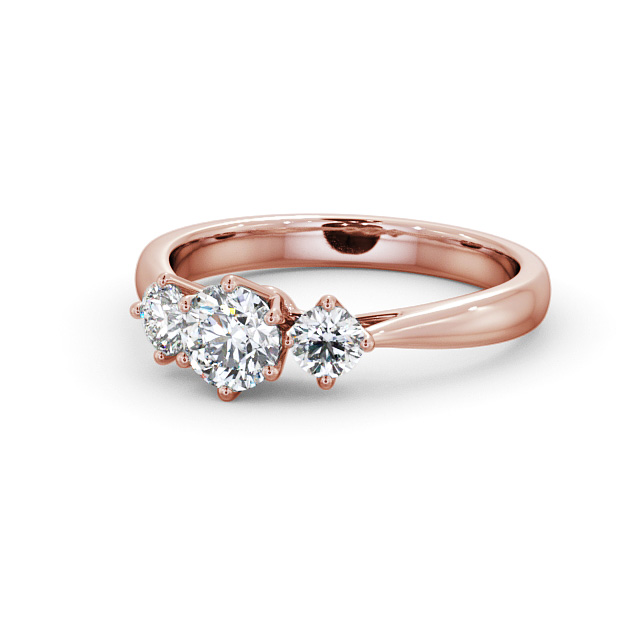 Three Stone Round Diamond Ring 18K Rose Gold - Jadal TH49_RG_FLAT