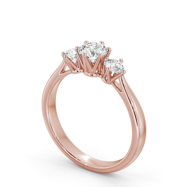 Three Stone Round Diamond Ring 18K Rose Gold - Jadal TH49_RG_SIDE