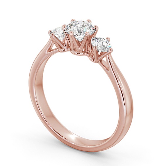 Three Stone Round Diamond Ring 9K Rose Gold - Jadal TH49_RG_THUMB1
