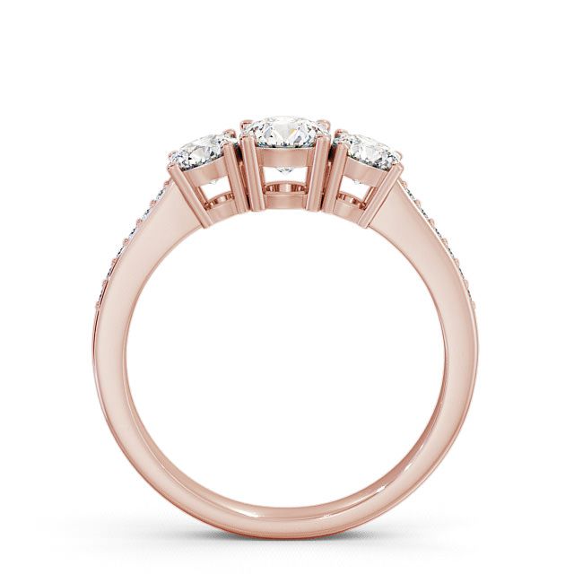 Three Stone Round Diamond Ring 9K Rose Gold With Side Stones - Enis TH4S_RG_UP