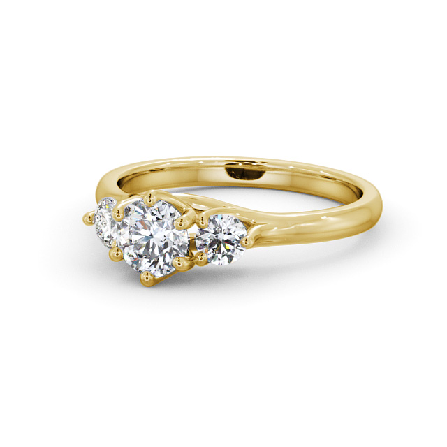 Three Stone Round Diamond Ring 9K Yellow Gold - Giovana TH50_YG_FLAT