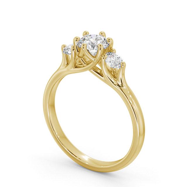 Three Stone Round Diamond Ring 9K Yellow Gold - Giovana TH50_YG_SIDE