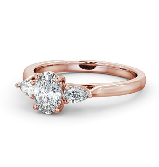  Three Stone Oval Diamond Ring 9K Rose Gold - Debele TH51_RG_THUMB2 