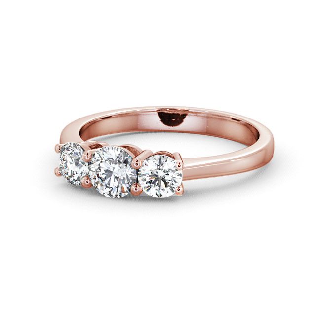 Three Stone Round Diamond Ring 18K Rose Gold - Chalford TH5_RG_FLAT