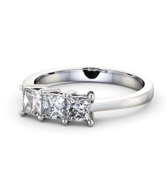  Three Stone Princess Diamond Ring 9K White Gold - Carnegie TH6_WG_THUMB2 