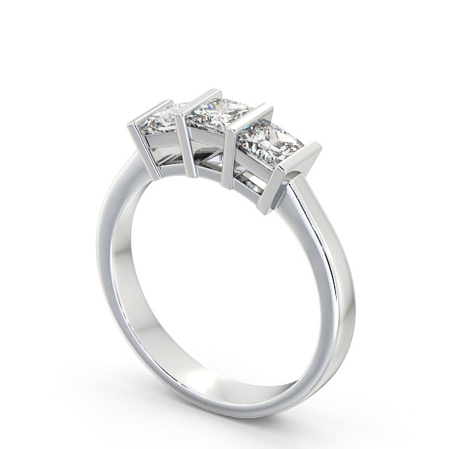 Three Stone Princess Diamond Ring Platinum - Laceby TH7_WG_SIDE