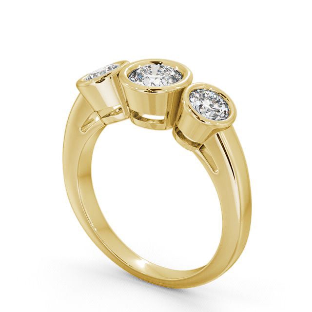 Three Stone Round Diamond Ring 18K Yellow Gold - Leyland TH8_YG_SIDE