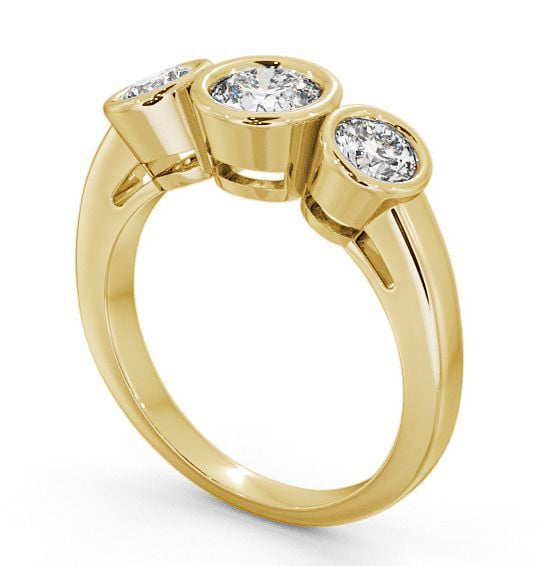 Three Stone Round Diamond Ring 9K Yellow Gold - Leyland TH8_YG_THUMB1