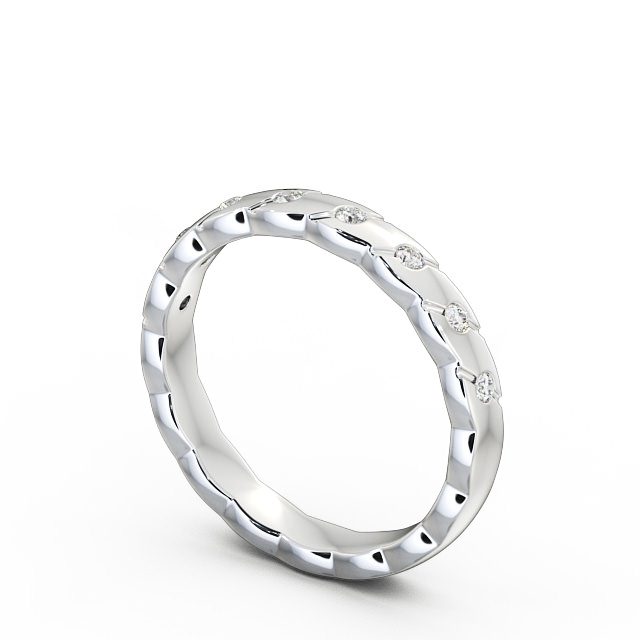 Ladies 0.08ct Round Diamond Wedding Ring 9K White Gold - Ismay WBF14_WG_SIDE